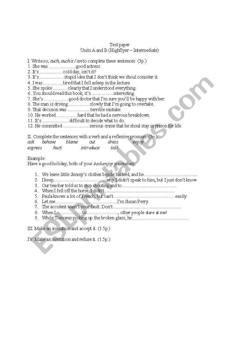 Test  worksheet