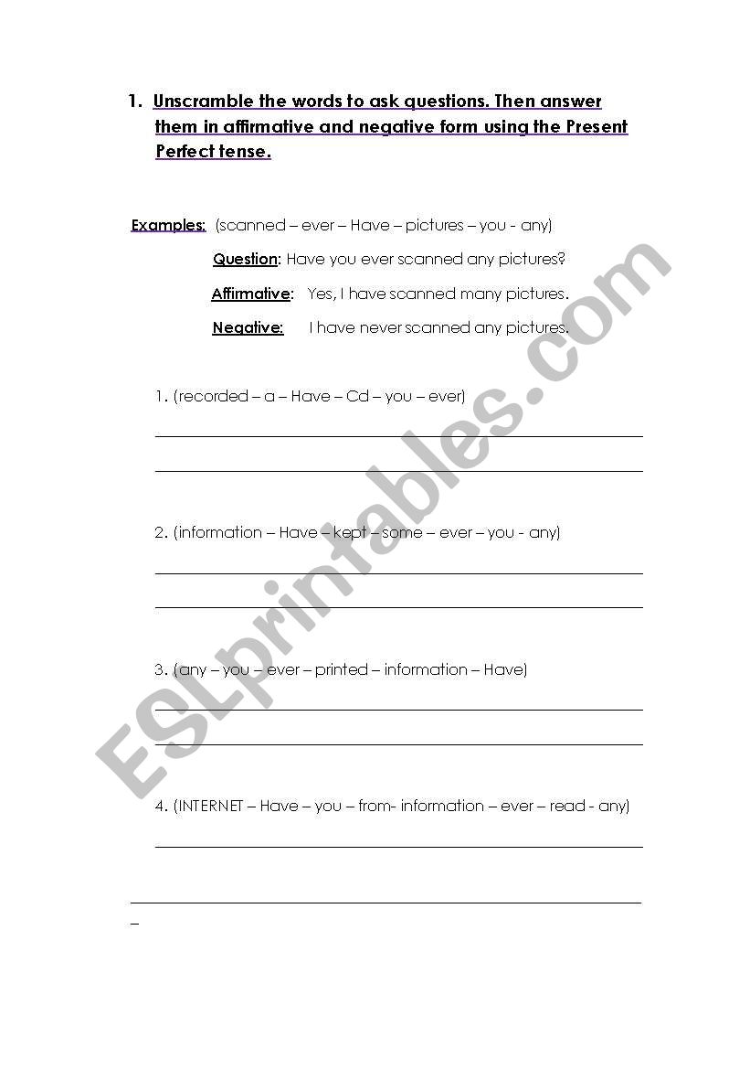 make sentences worksheet
