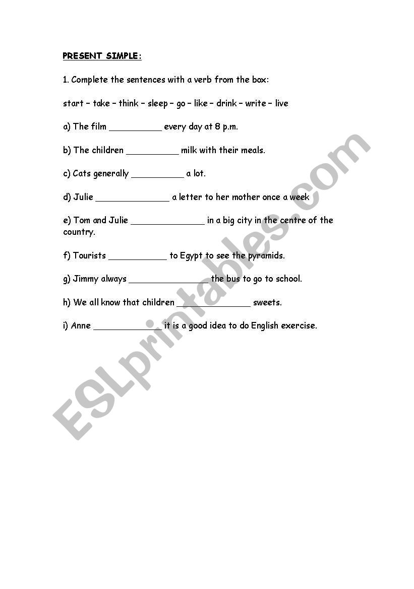 PRESENT SIMPLE worksheet