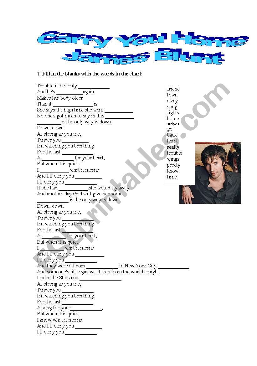 carry you home lyrics worksheet