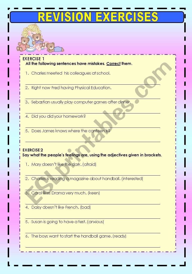 GRAMMAR REVISION EXERCISES worksheet