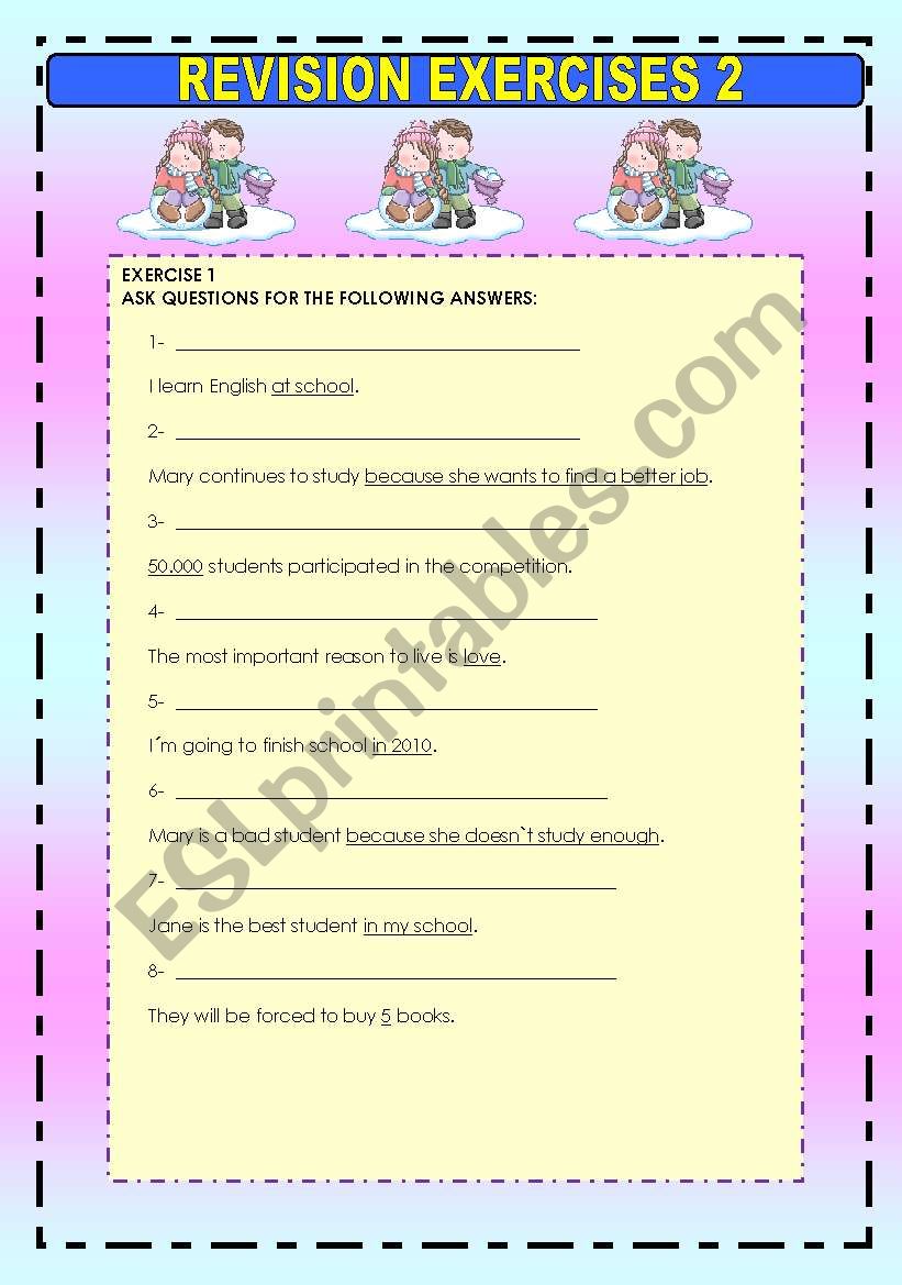GRAMMAR REVISION EXERCISES 2 worksheet