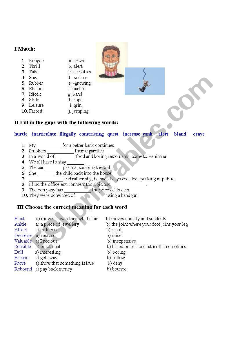FCE, 1st lesson, revising worksheet