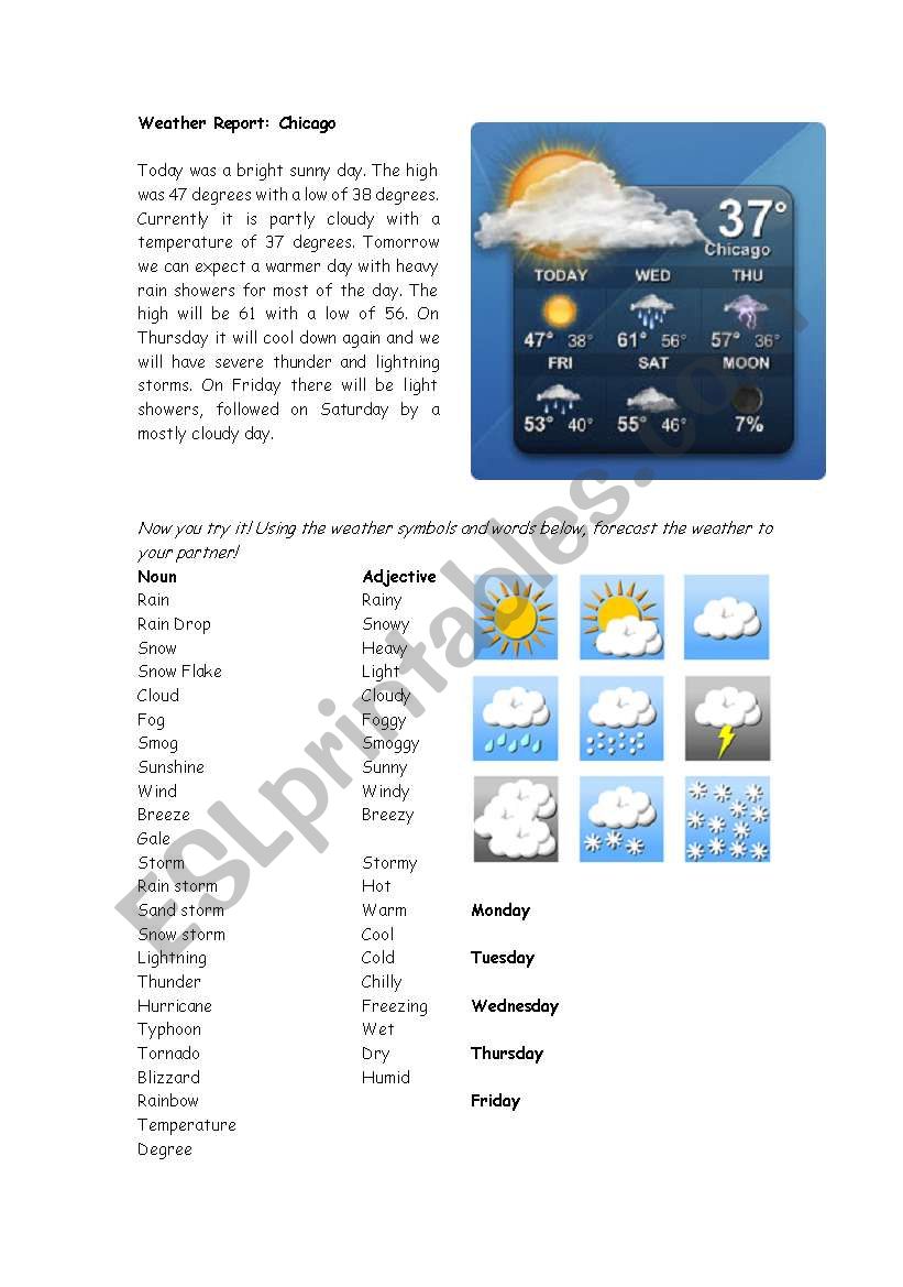 Weather Report worksheet