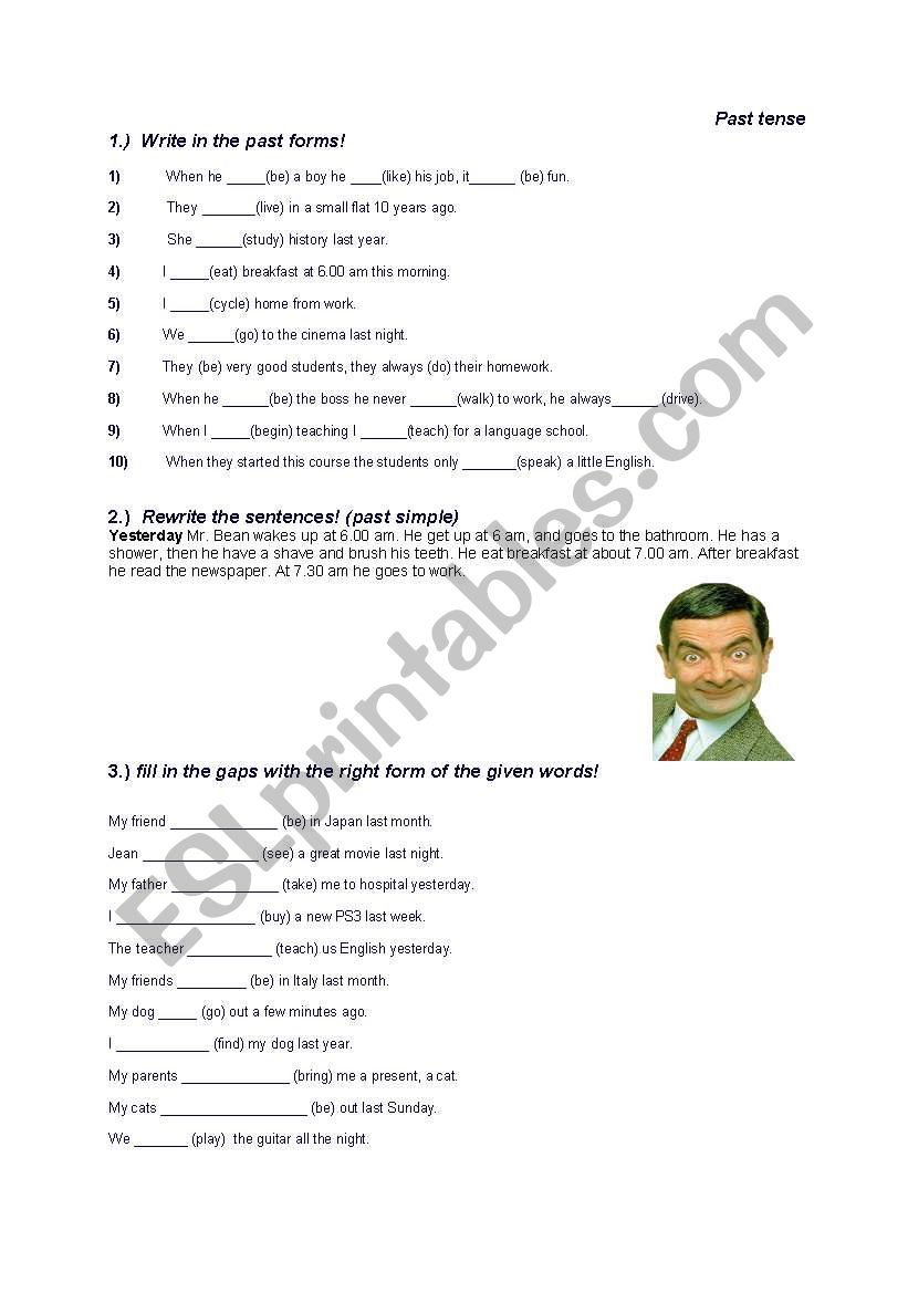 Past simple worksheet