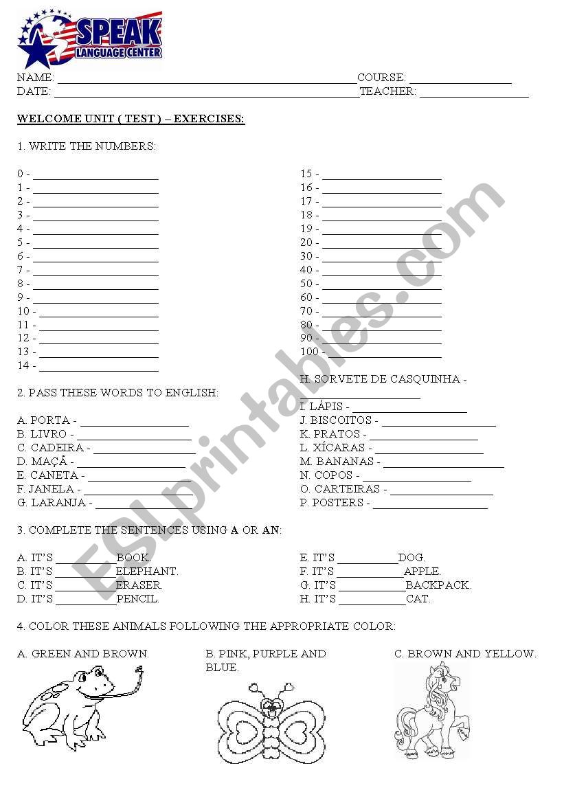 NUMBERS worksheet