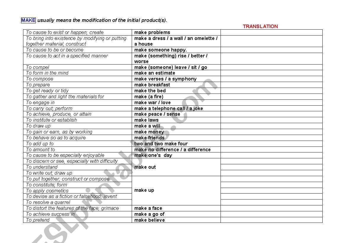 make-do worksheet