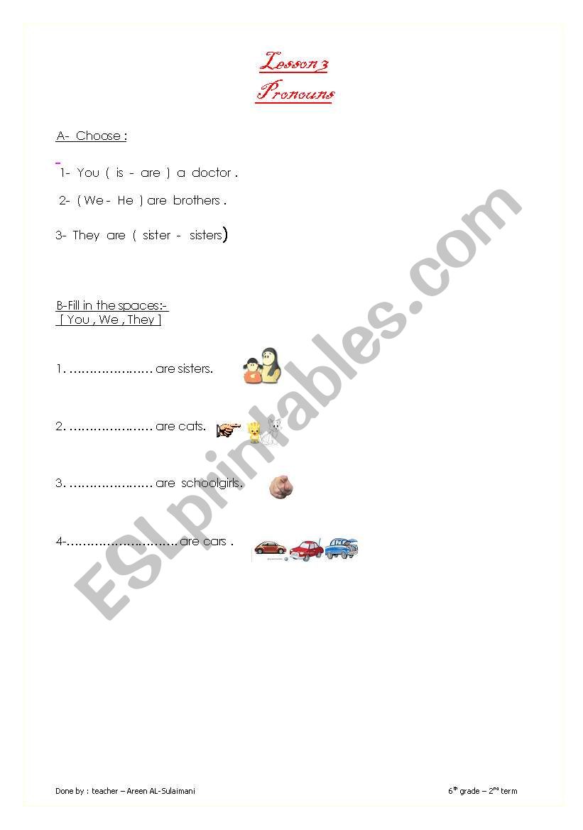 pronouns worksheet