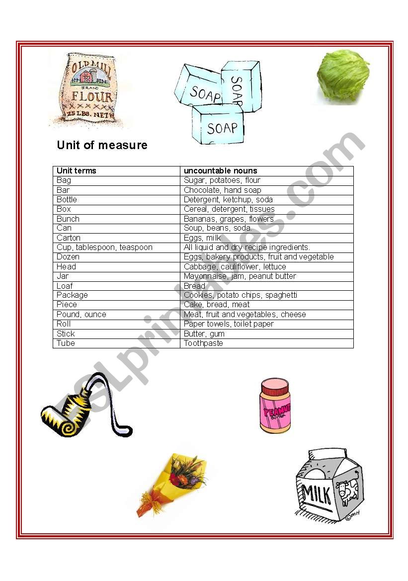 unit measure worksheet