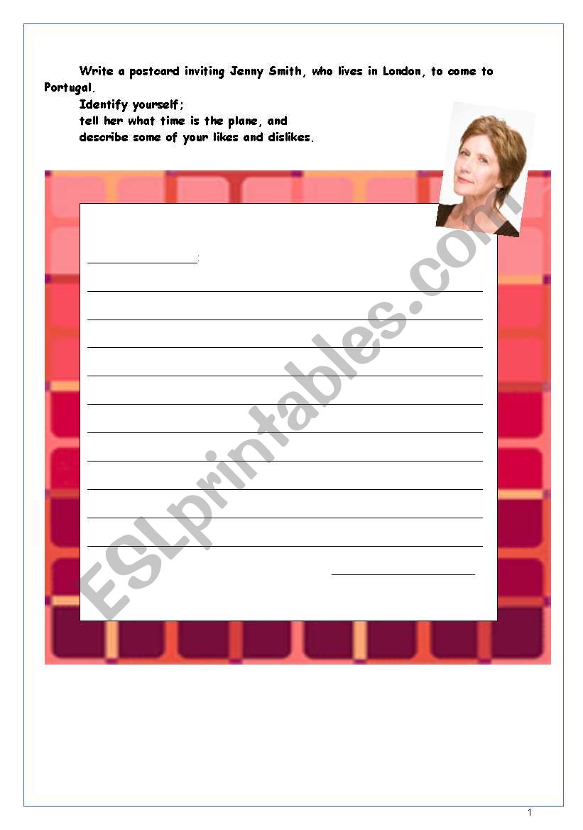 writing a postcard grown ups worksheet