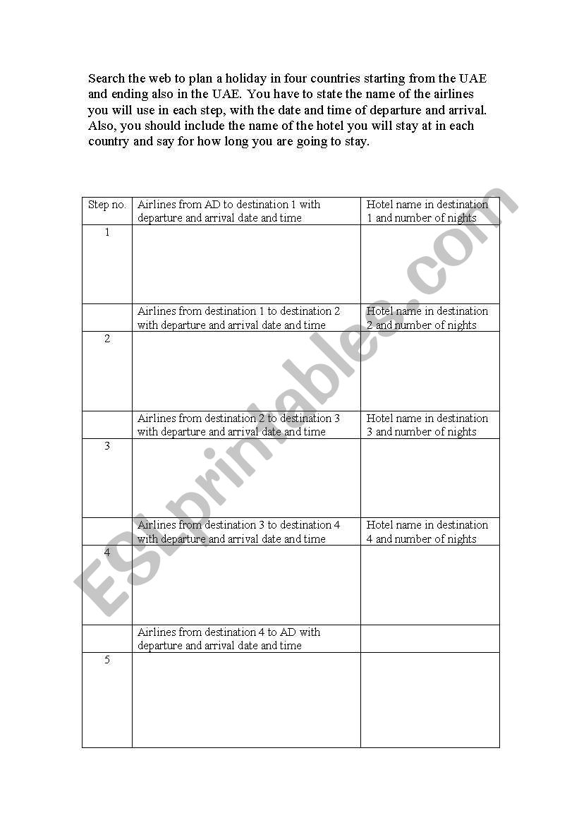 My (next/last) Holiday worksheet