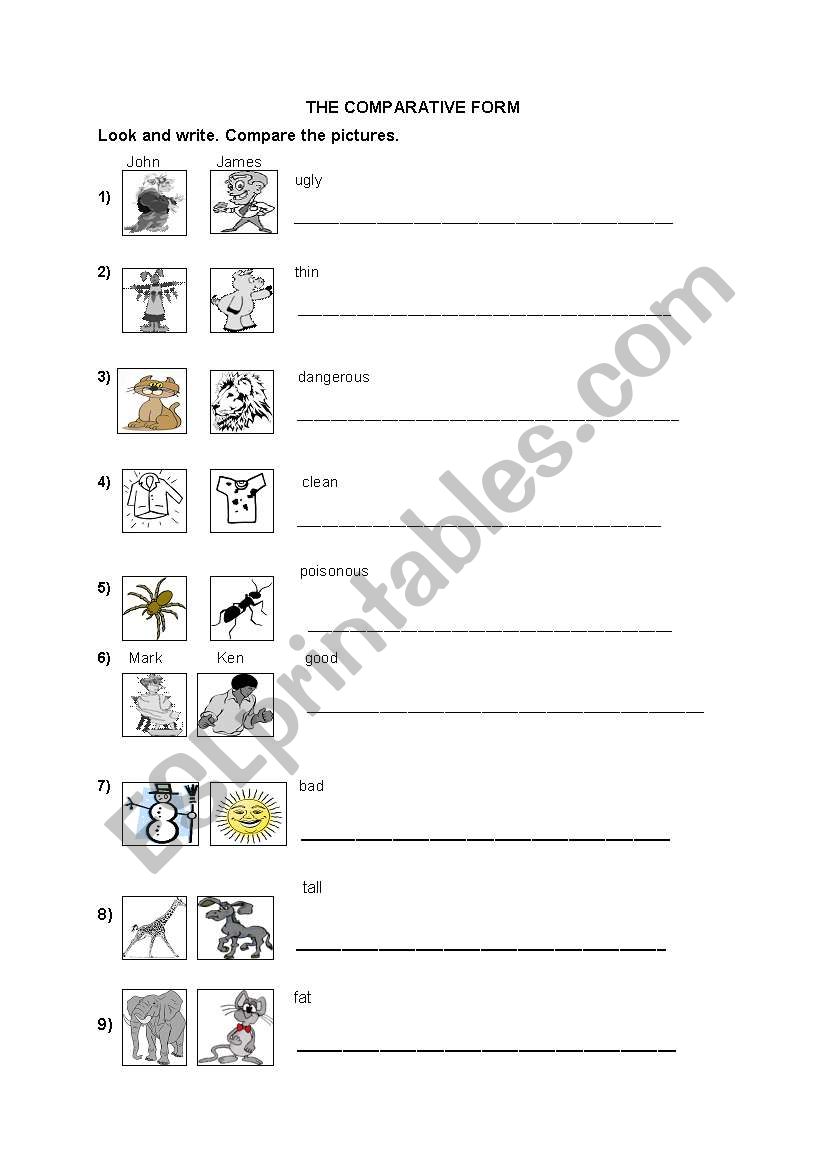 The Comparative Form worksheet