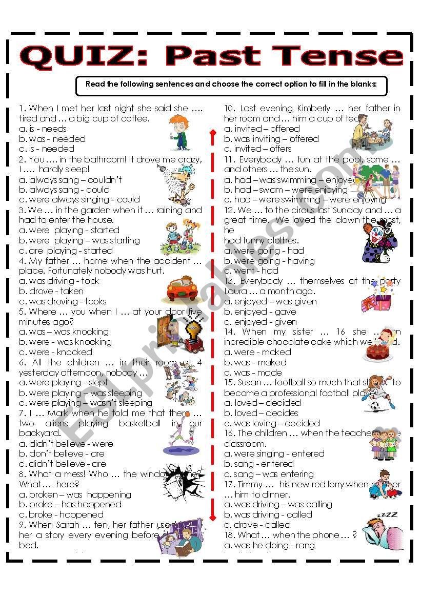 QUIZ - PAST TENSE worksheet