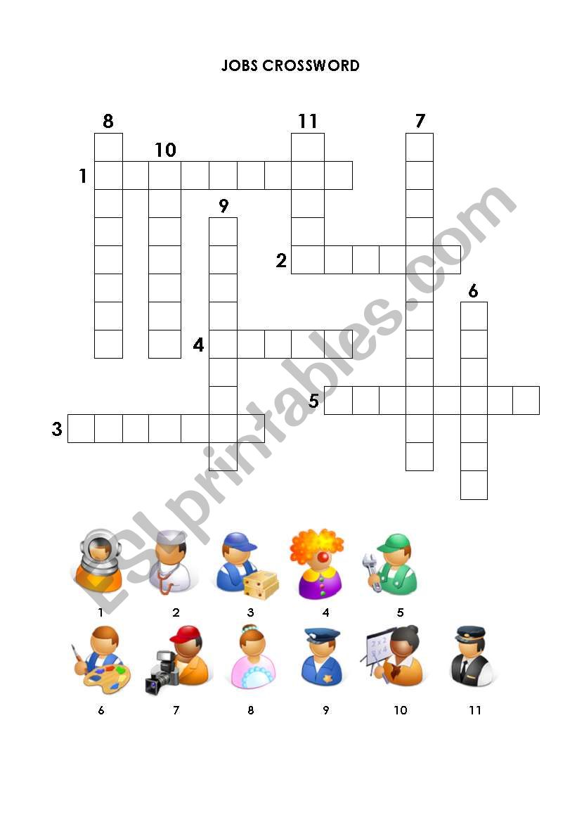 Jobs - crossword worksheet