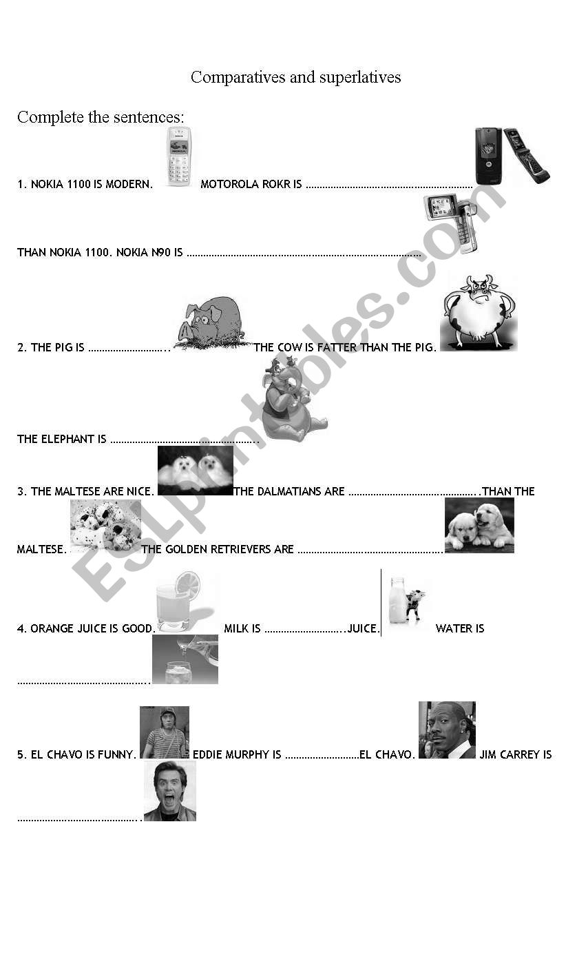 comparatives and superlatives worksheet