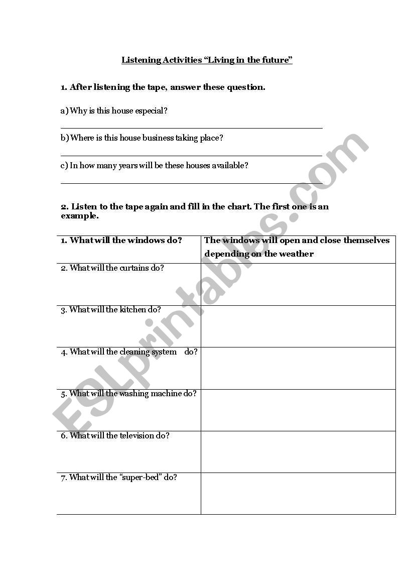 Listening: Living in the future (activity worksheet and scenarios)