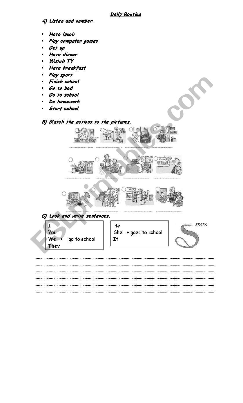 daily routine worksheet