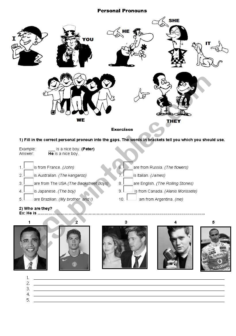 Personal Pronouns worksheet