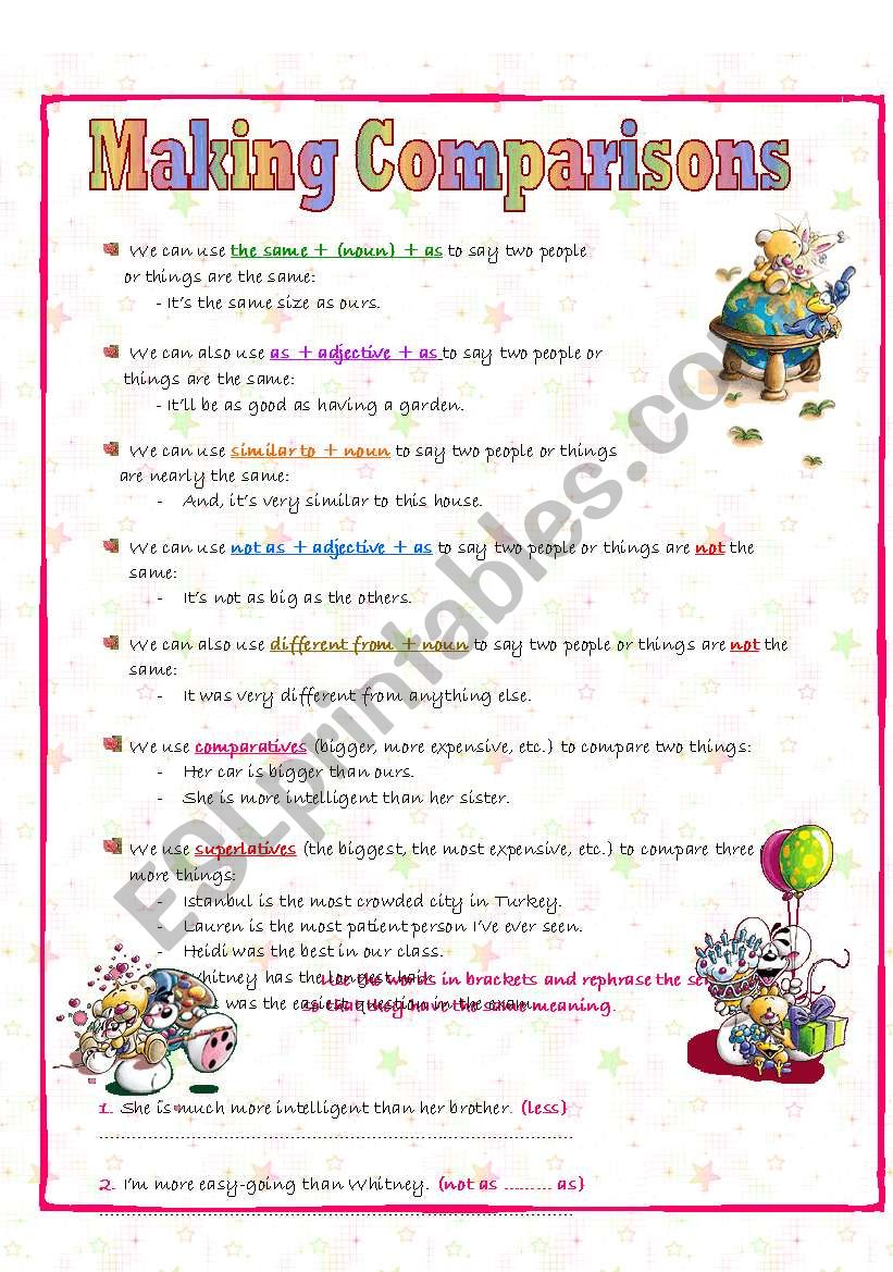 making-comparisons-esl-worksheet-by-tekila