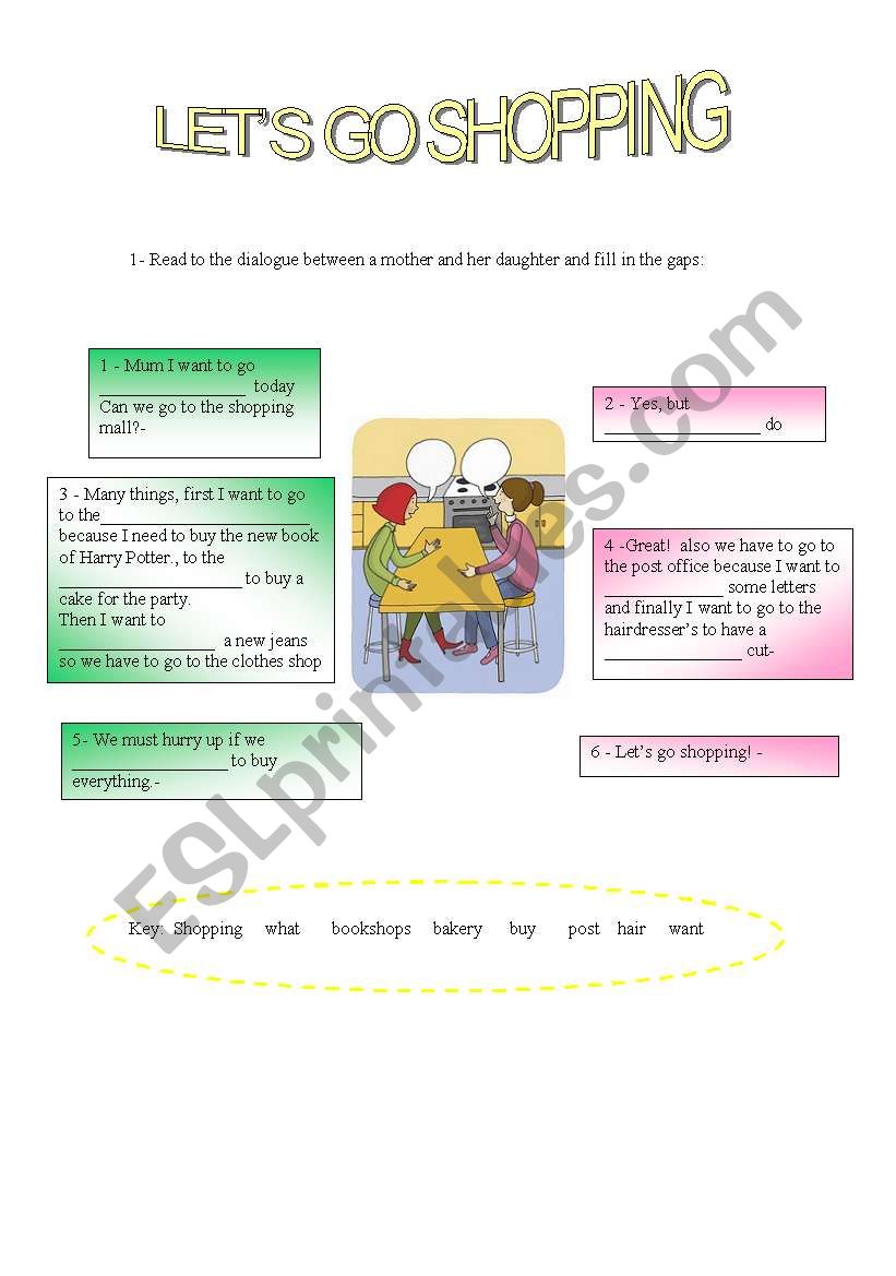 English worksheets: let´s go shopping
