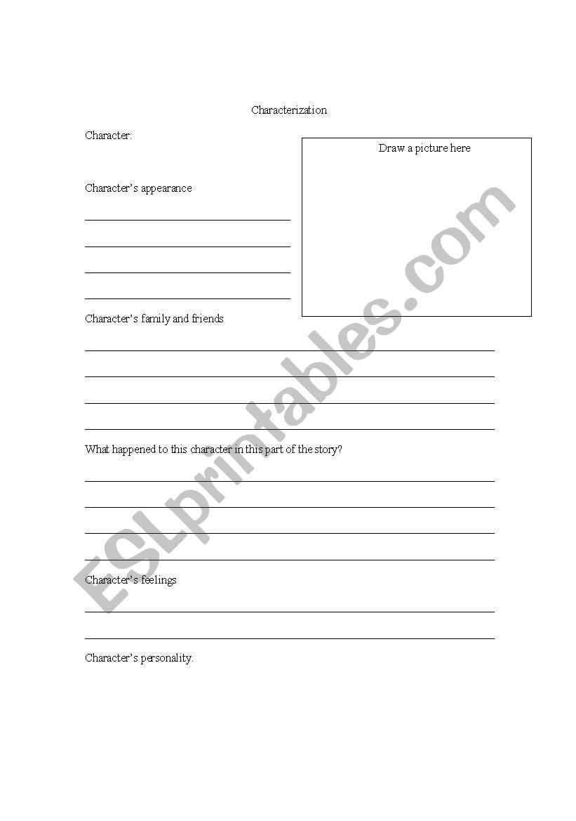 Characterization  worksheet