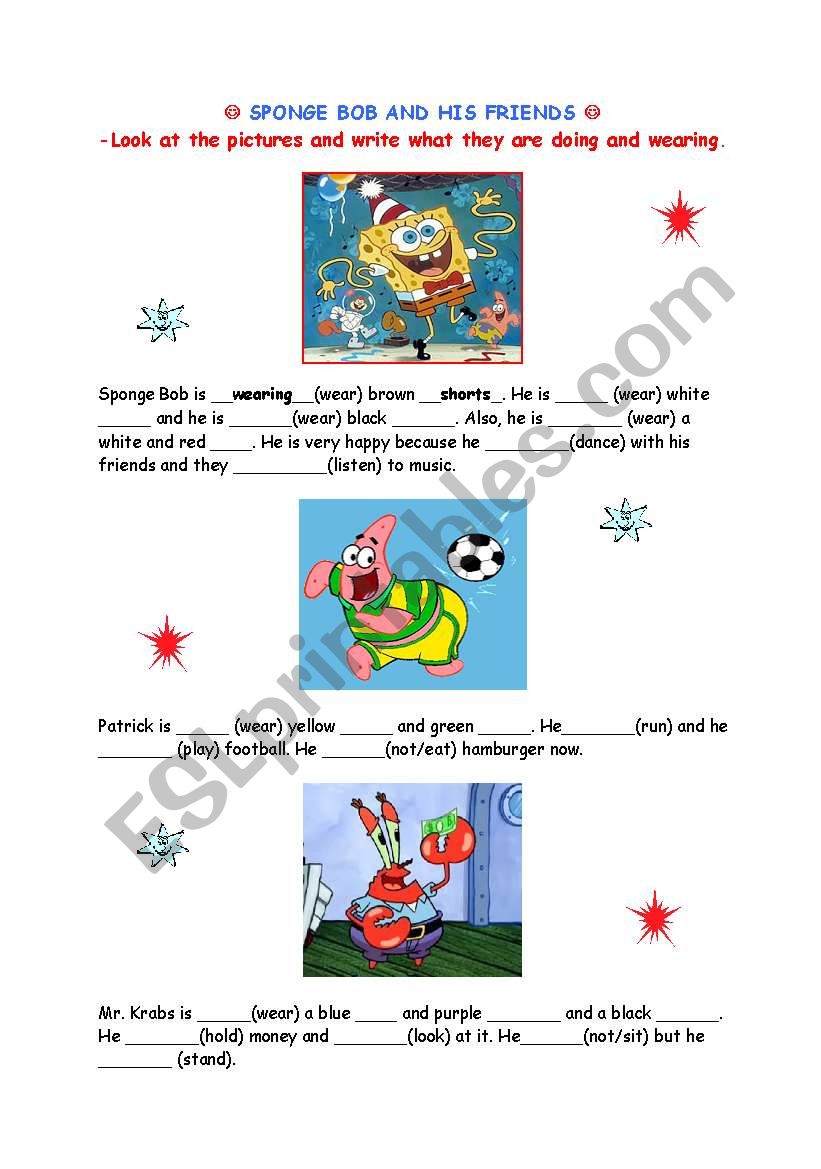 Sponge Bob and His Friends worksheet