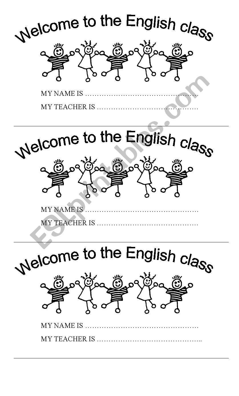 Welcome to the English class worksheet