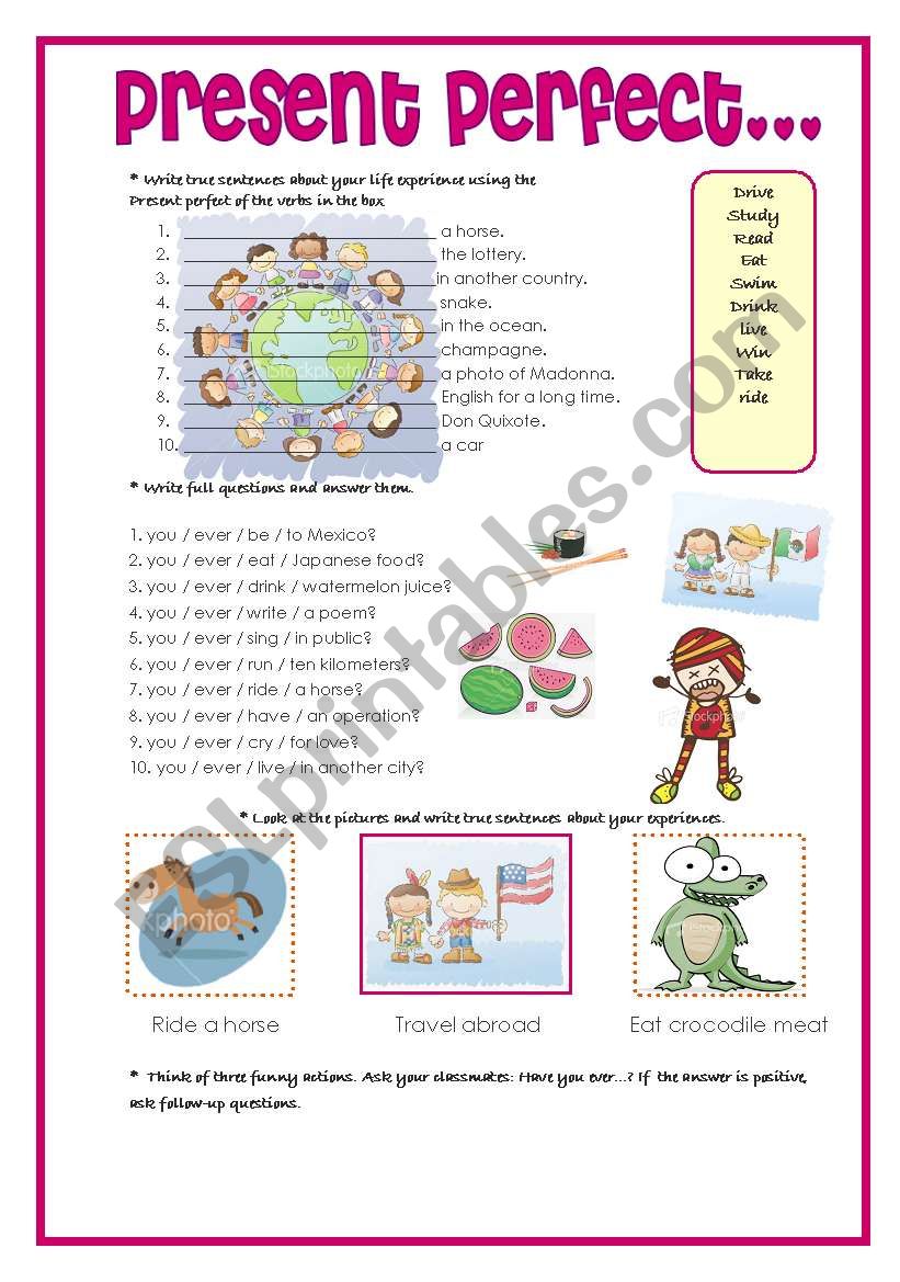 present perfect worksheet