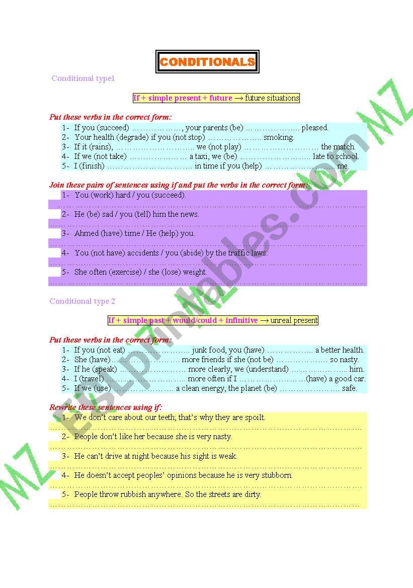 conditionals worksheet