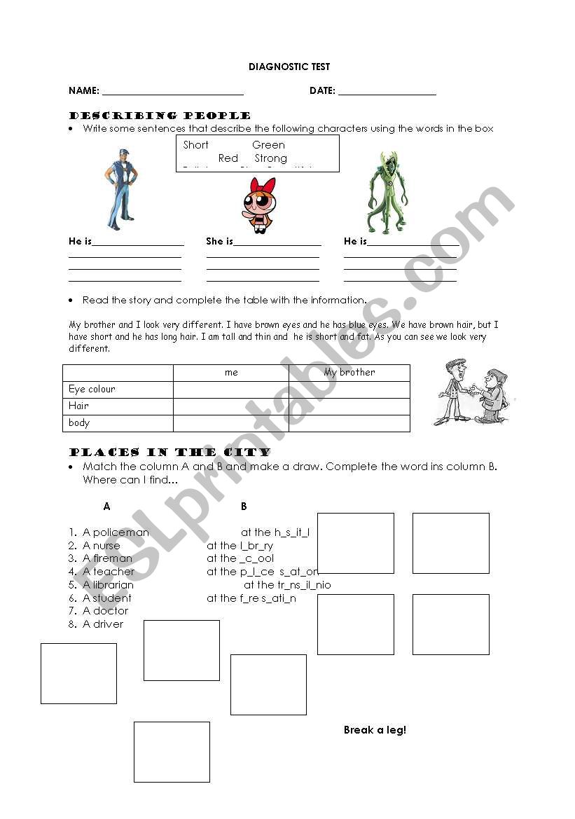 DESCRIBING PEOPLE worksheet