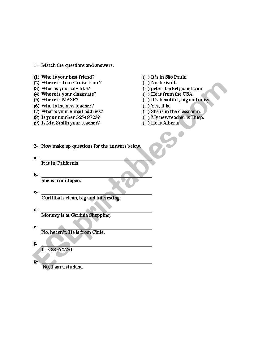 Pronouns worksheet