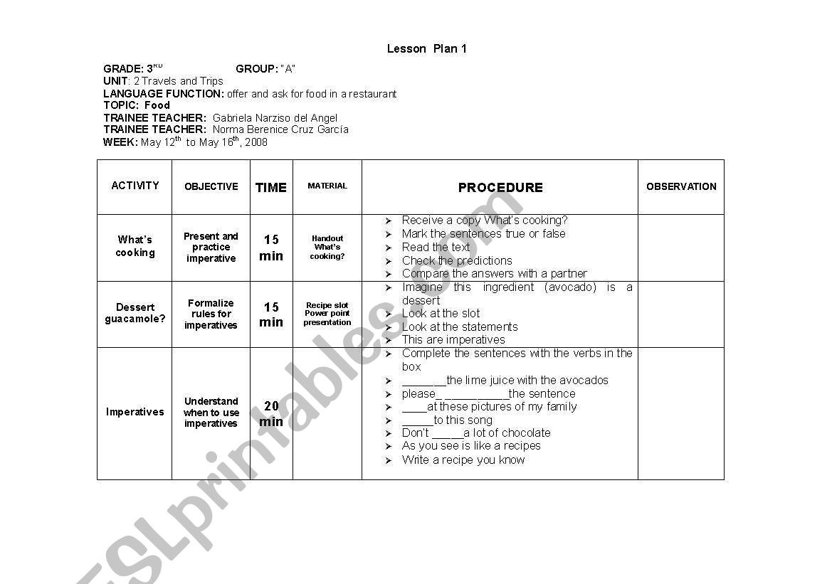 plan worksheet