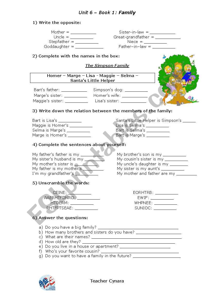 Family worksheet