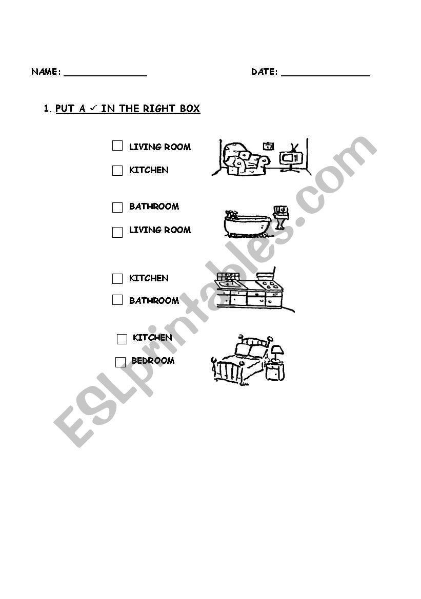 Parts of the house worksheet