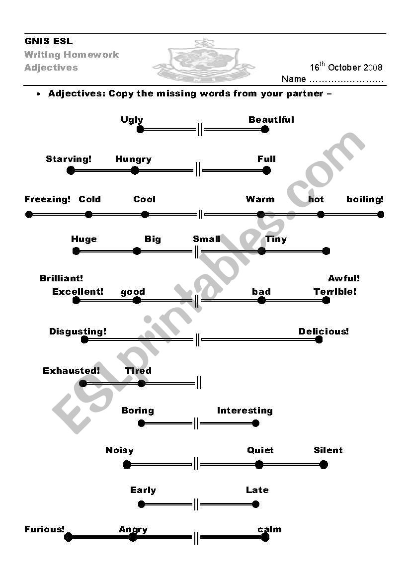 opposites and extremes worksheet