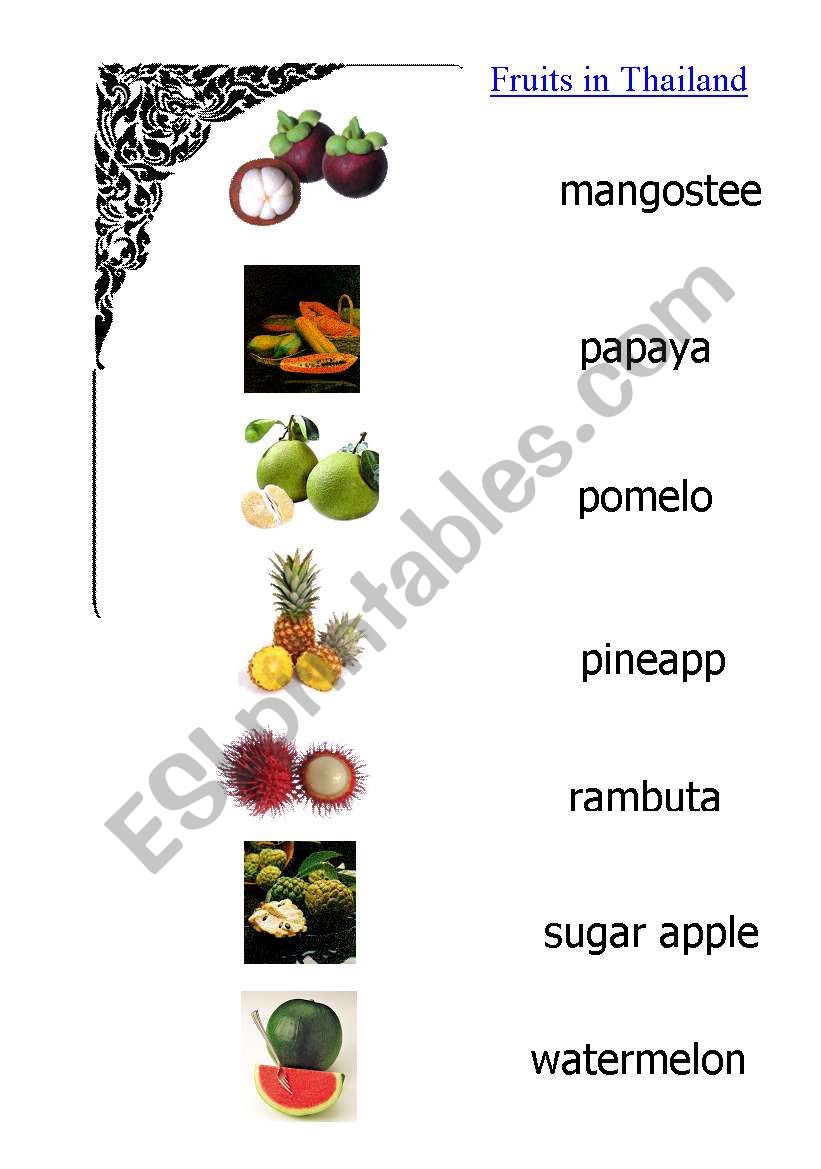 Fruits in Thailand_2 worksheet