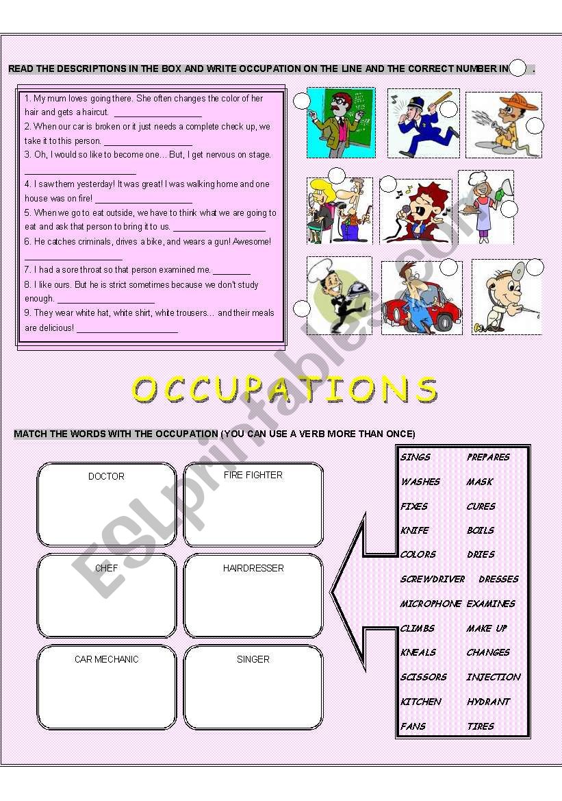 occupations worksheet