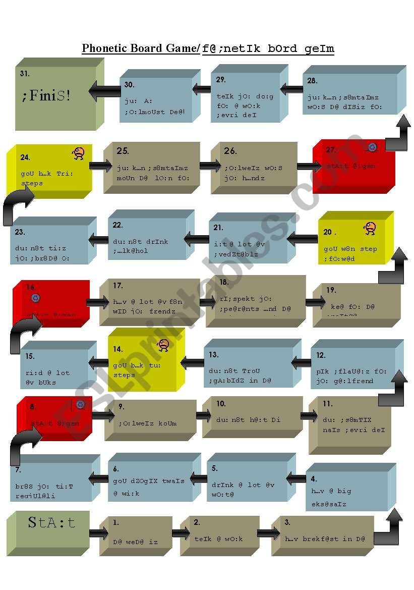 Phonetic Board Game worksheet