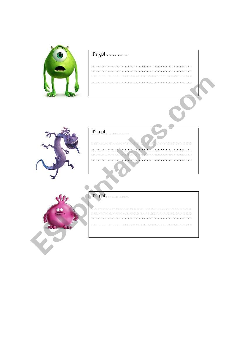 Marvelous Monsters worksheet