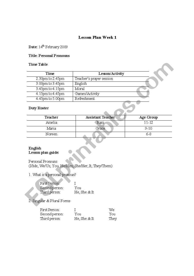 Pronounce worksheet