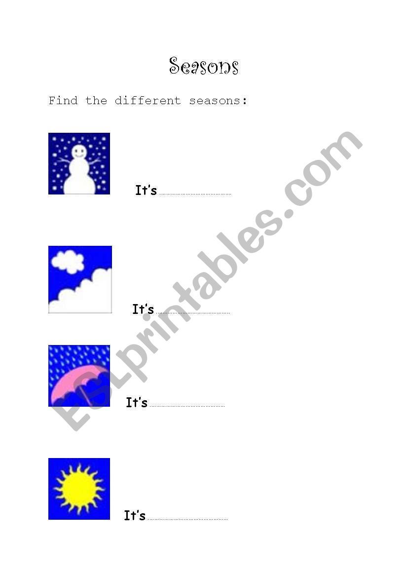 find the seasons worksheet