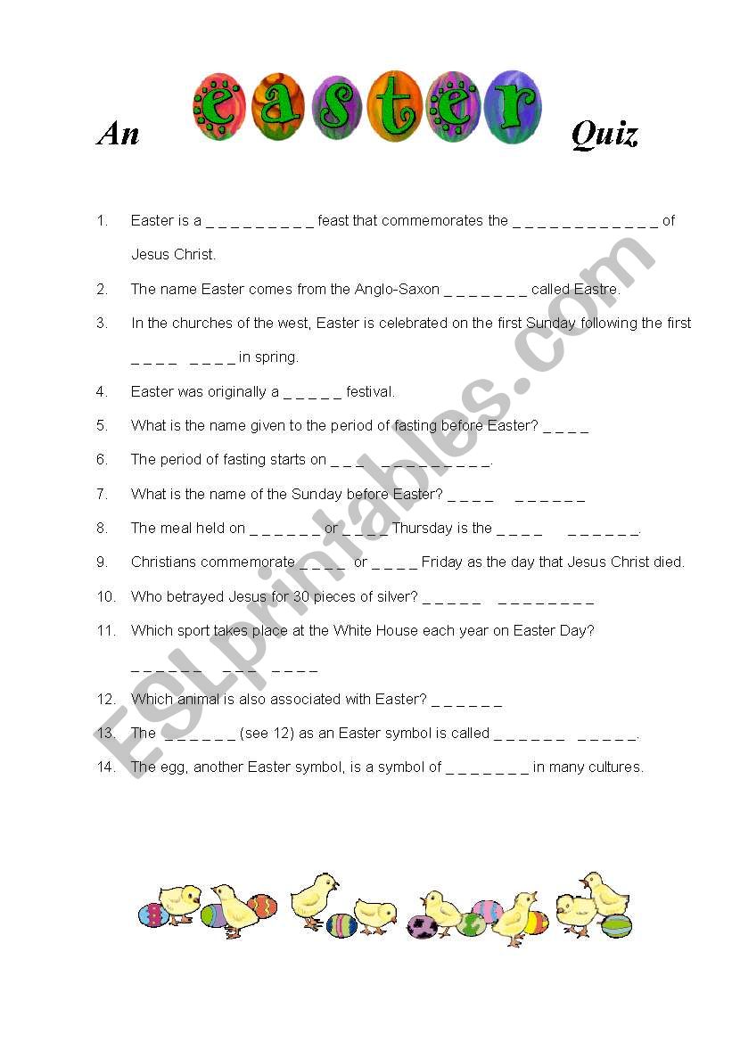 Easter Quiz worksheet