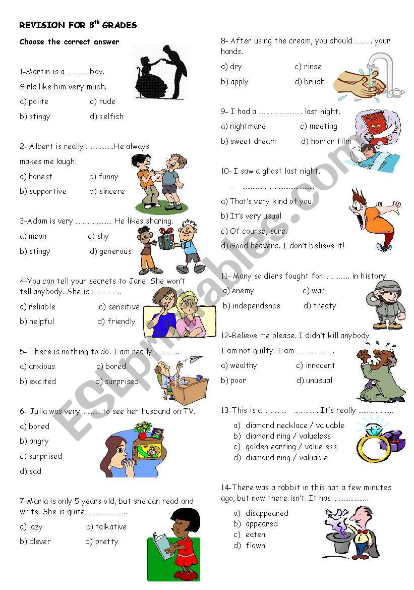 vocabulary  for 8th grades 1 worksheet