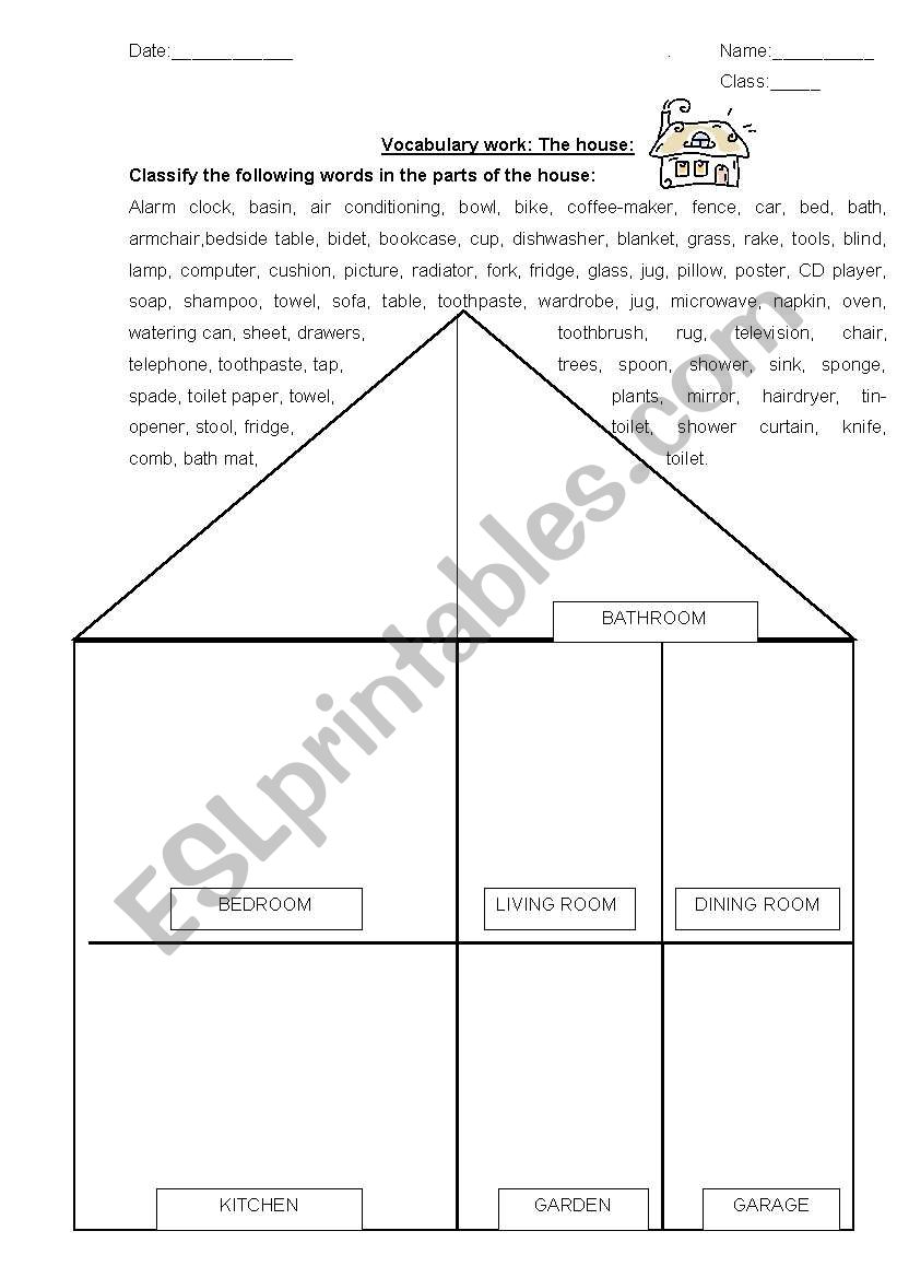 House and furiniture vocabulary