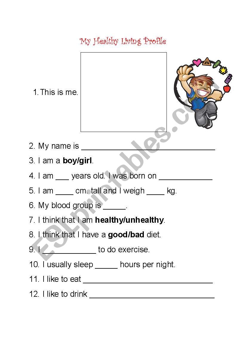 Healthy Living Profile worksheet