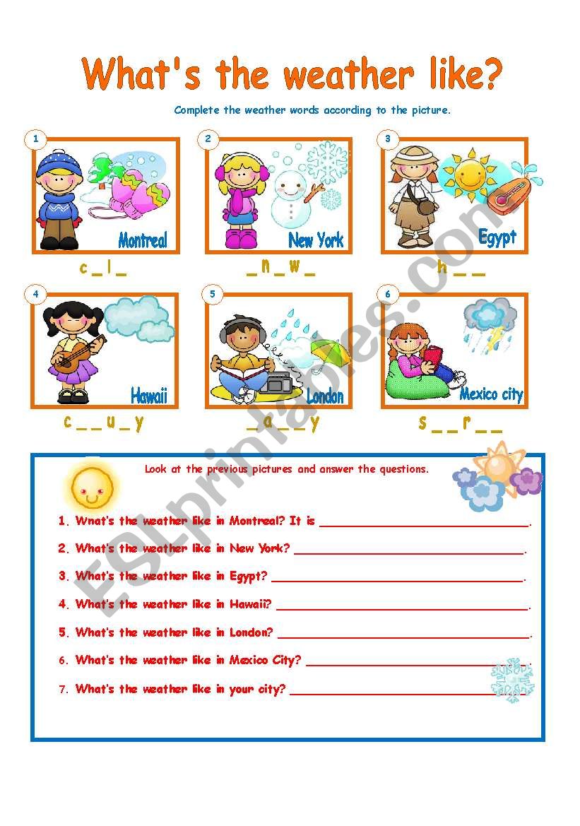 WHATS THE WEATHER LIKE? worksheet