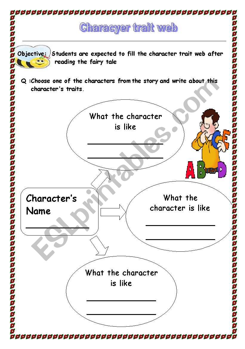 Character trait web worksheet