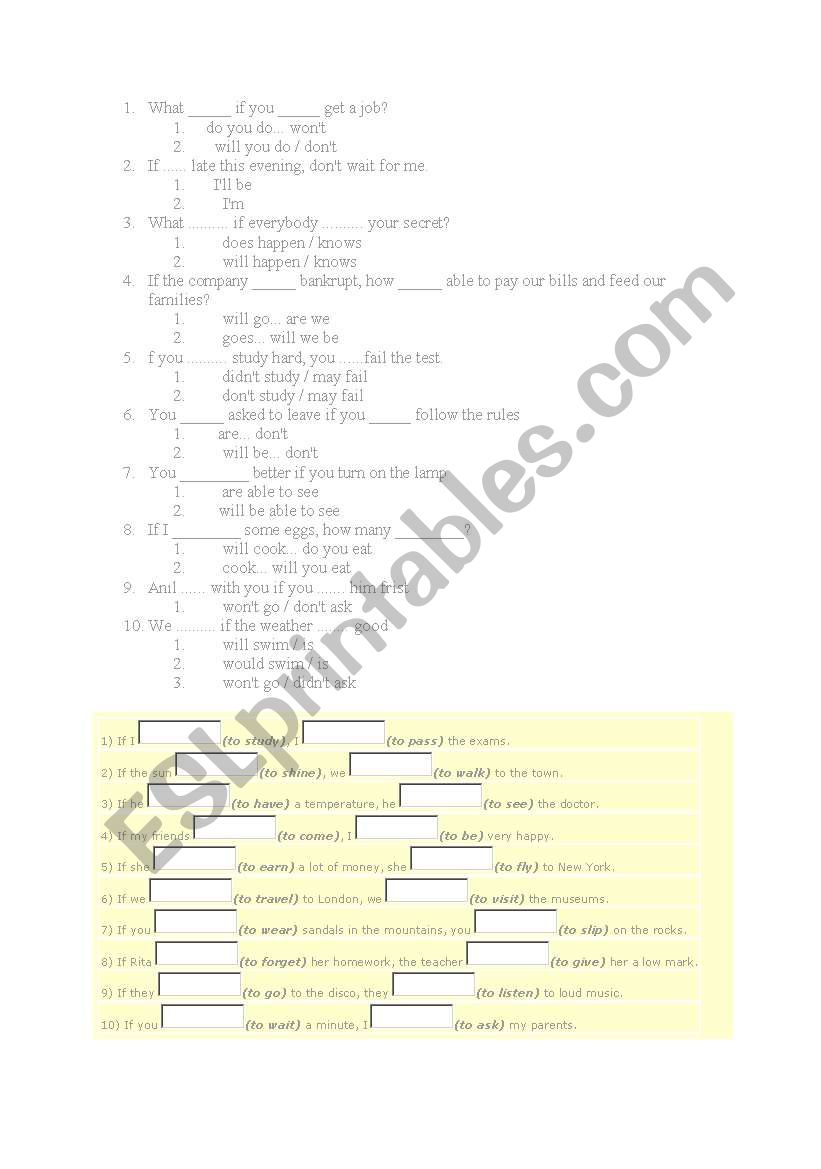 f clause type 1 worksheet