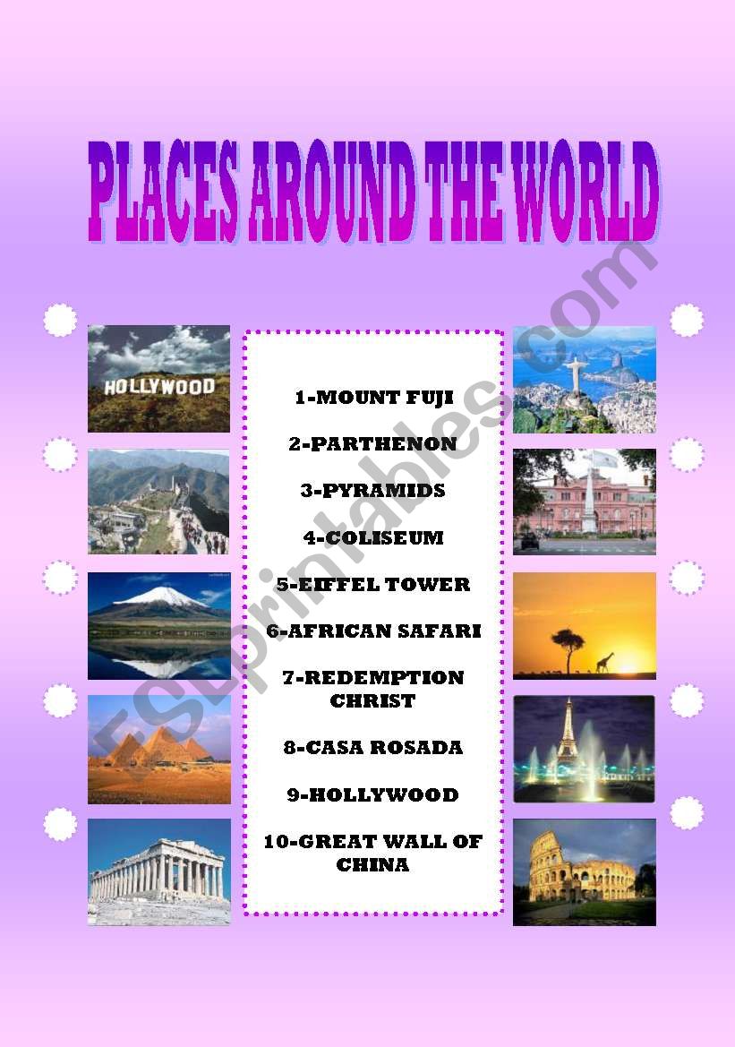 PLACES AROUND THE WORLD worksheet