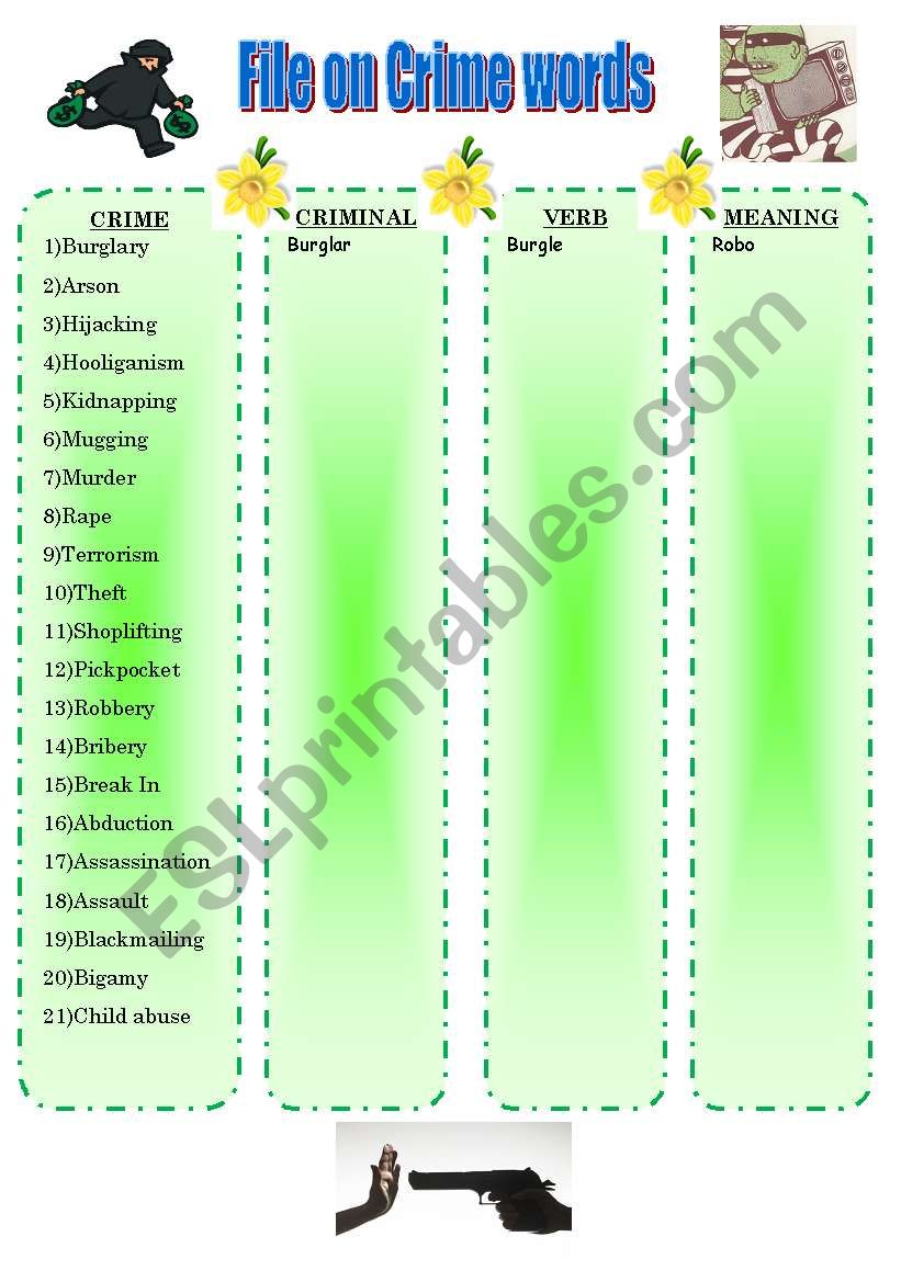 Crime file worksheet